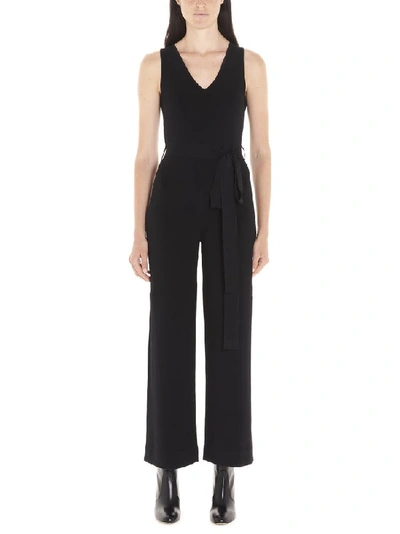 Shop Theory Belted V Neck Jumpsuit In Black