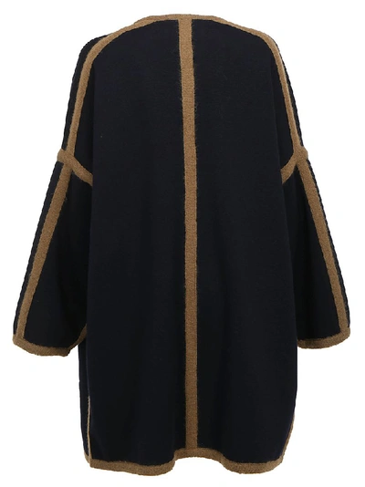 Shop Chloé Oversized Contrast Trimmed Coat In Blue