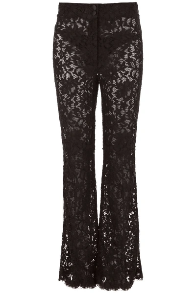 Shop Dolce & Gabbana Lace Flared Pants In Black