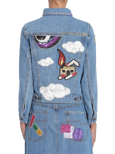 Shop Marc Jacobs Patch Pin Fitted Denim Jacket In Blue