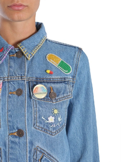 Shop Marc Jacobs Patch Pin Fitted Denim Jacket In Blue