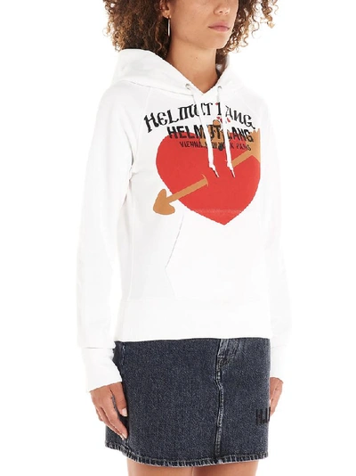 Shop Helmut Lang Heart Logo Print Hoodie In White