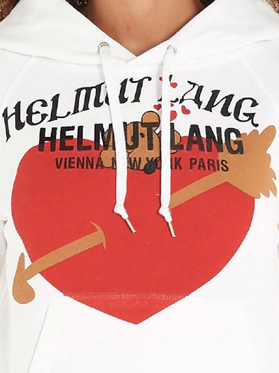 Shop Helmut Lang Heart Logo Print Hoodie In White