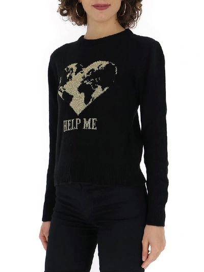 Shop Alberta Ferretti Jacquard Motif Sweater In Black