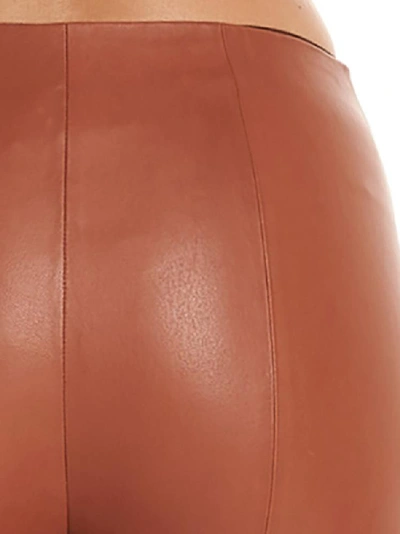 Shop Theory Leather Panelled Leggings In Brown
