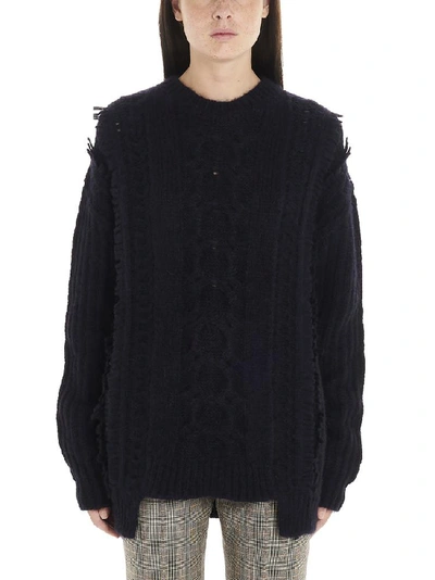 Shop Stella Mccartney Cable Knit Oversize Sweater In Navy