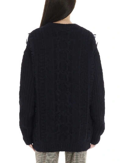 Shop Stella Mccartney Cable Knit Oversize Sweater In Navy