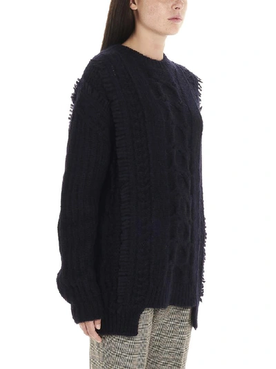 Shop Stella Mccartney Cable Knit Oversize Sweater In Navy