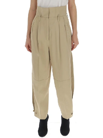 Shop Givenchy High Flared Waist Military Trousers In Beige
