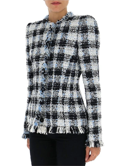 Shop Alexander Mcqueen Checked Fringe Detail Jacket In Multi