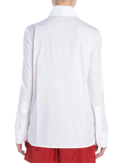 Shop Prada Ruffled Fringed Shirt In White