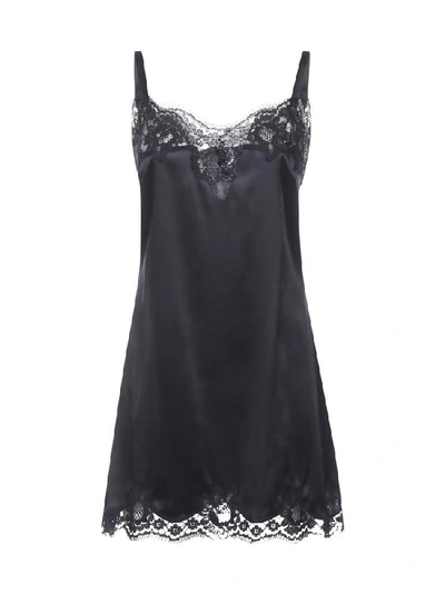 Shop Dolce & Gabbana Lace Detail Slip Dress In Black