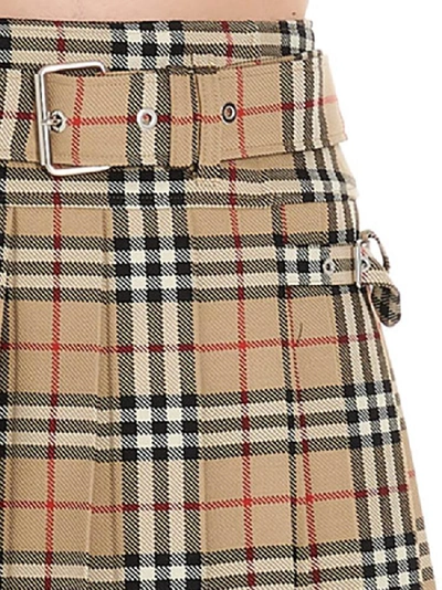 Shop Burberry Pleated Vintage Check Mini Skirt In Multi