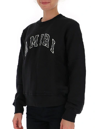 Shop Amiri Logo Print Crewneck Sweatshirt In Black