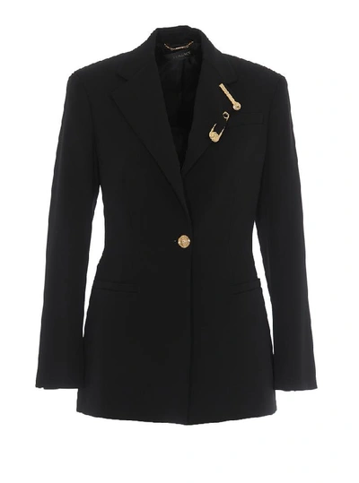 Shop Versace Tailored Single Breasted Blazer In Black