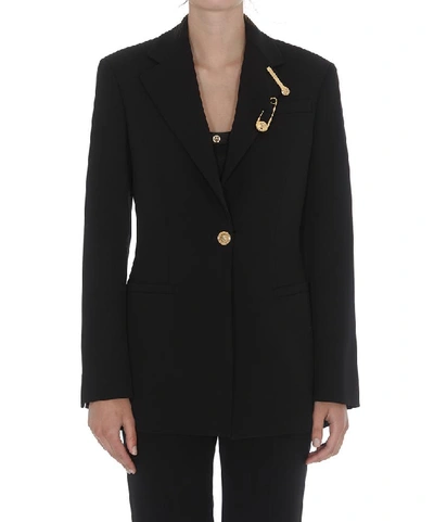 Shop Versace Tailored Single Breasted Blazer In Black