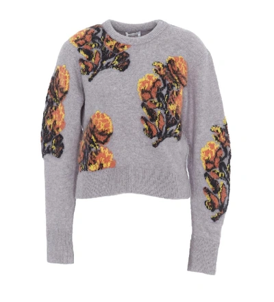 Shop Chloé Floral Print Knitted Sweater In Grey