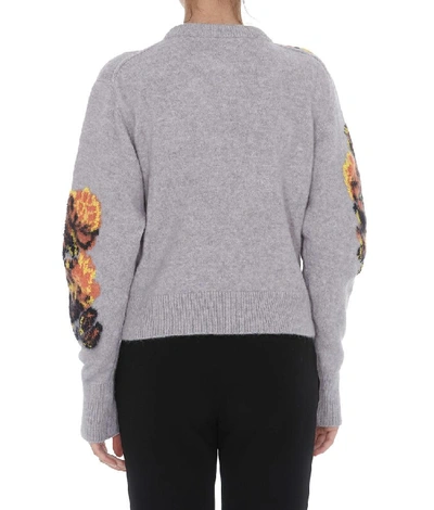 Shop Chloé Floral Print Knitted Sweater In Grey