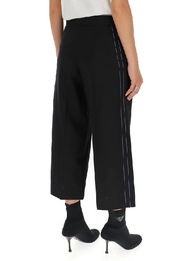 Shop Marni Cropped Stitch Detail Trousers In Black