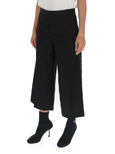 Shop Marni Cropped Stitch Detail Trousers In Black