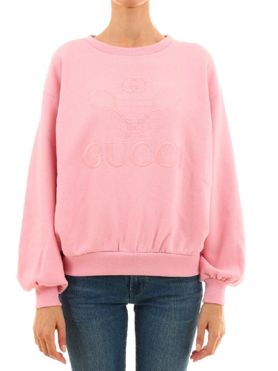 Shop Gucci Tennis Oversize Sweatshirt In Pink