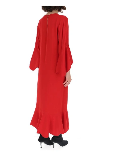 Shop Valentino Scalloped Hem Maxi Dress In Red