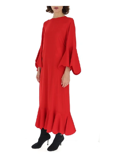 Shop Valentino Scalloped Hem Maxi Dress In Red