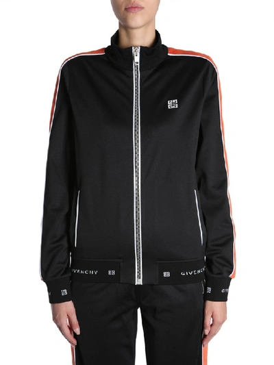 Shop Givenchy Logo Embroidered Zip Jacket In Black