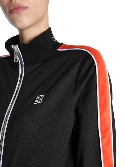 Shop Givenchy Logo Embroidered Zip Jacket In Black