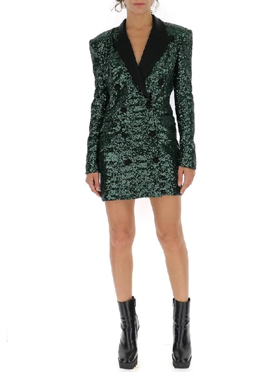 Shop Amen Sequined Blazer Dress In Green