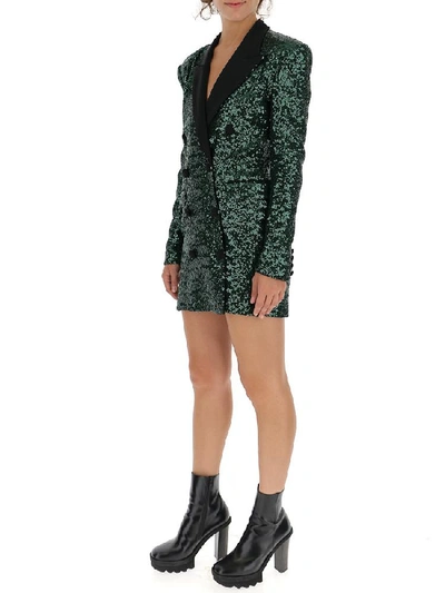 Shop Amen Sequined Blazer Dress In Green