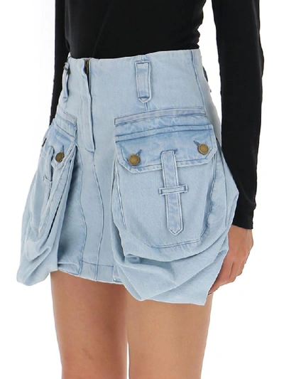 Shop Alberta Ferretti Oversize Pocket Mini Skirt In Blue