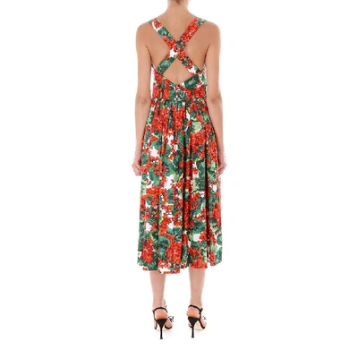 Shop Dolce & Gabbana Floral Printed Sleeveless Midi Dress In Multi
