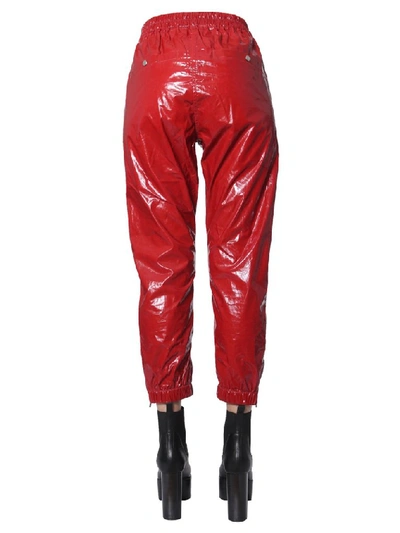 Shop Rick Owens Wet Look Track Pants In Red