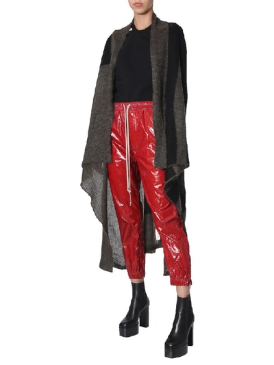 Shop Rick Owens Wet Look Track Pants In Red