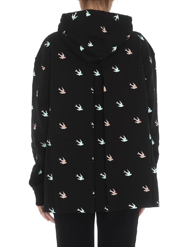 Shop Alexander Mcqueen All Over Swallow Print Hoodie In Black