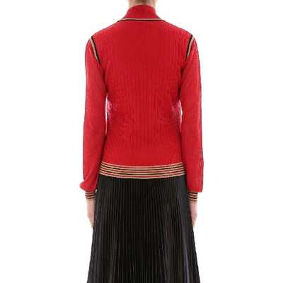 Shop Fendi Contrasting Panelled Turtleneck Sweater In Red