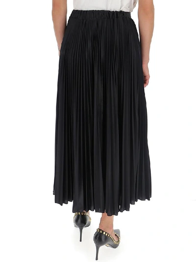 Shop Valentino Graphic Printed Pleated Midi Skirt In Black