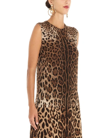 Shop Dolce & Gabbana Leopard Printed Sleeveless Top In Multi