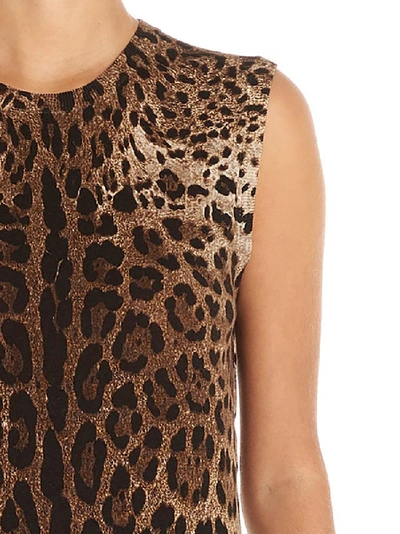 Shop Dolce & Gabbana Leopard Printed Sleeveless Top In Multi