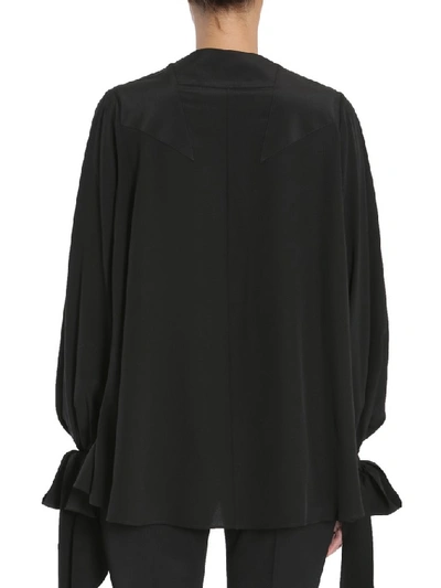 Shop Givenchy Tie Cuff Silk Shirt In Black