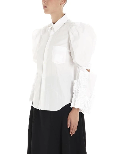 Shop Comme Des Garçons Ruffled Sleeve Shirt In White
