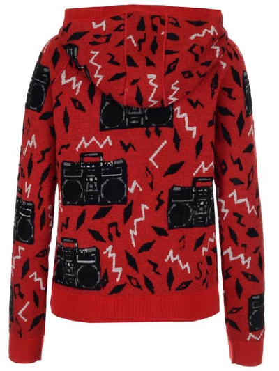 Shop Saint Laurent Radio Knitted Hoodie In Red