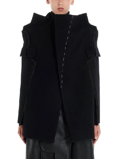 Shop Maison Margiela Contrast Stitch Detail Cape In Black