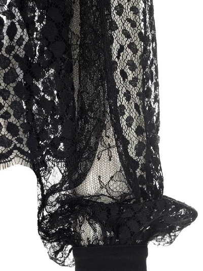 Shop Givenchy Lace Crewneck Sheer Blouse In Black