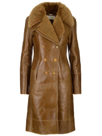 Shop Chloé Double Breasted Coat In Brown
