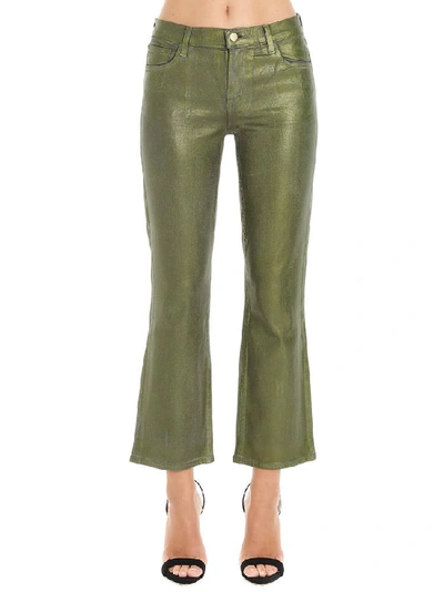 Shop J Brand Selena Cropped Bootcut Jeans In Green
