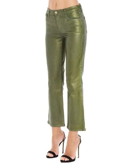 Shop J Brand Selena Cropped Bootcut Jeans In Green