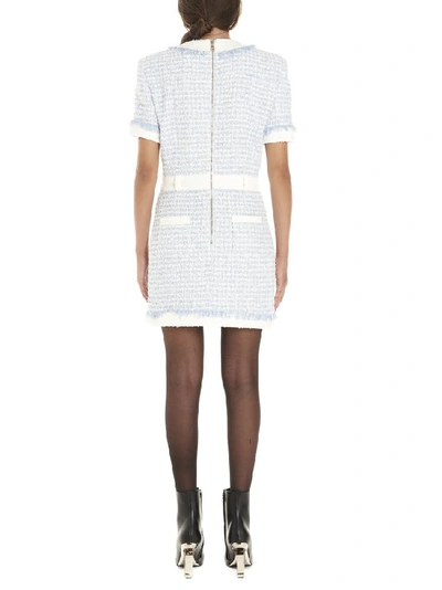 Shop Balmain Button Embellished Tweed Mini Dress In Multi