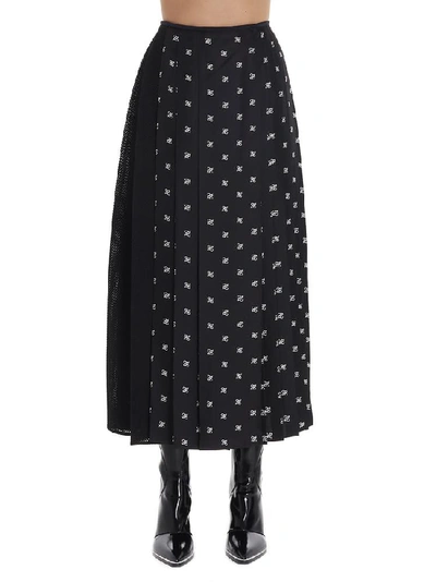 Shop Fendi Ff Karligraphy Printed Pleated Skirt In Black